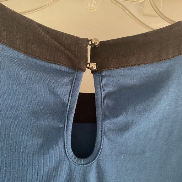 eShakti Blue Black Colorblock Blouse Top Long Sleeve Women's Plus Size 2X/20W - Picture 5 of 5